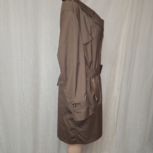 Botany 500 Brown Herringbone Trench Coat Women Size 42 Made In Usa - Picture 5 of 16